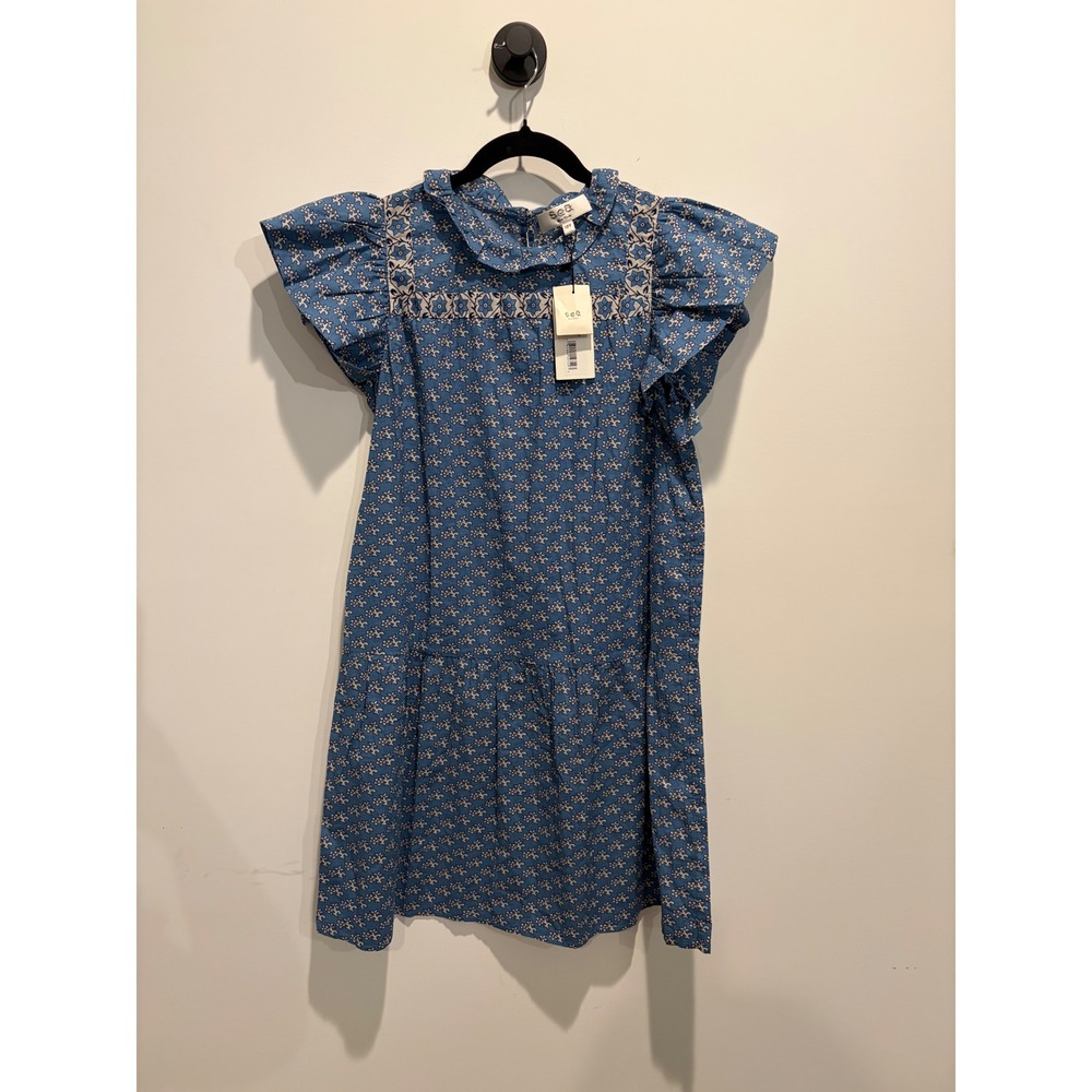 Sea New York Girls Blue Floral Ruffle Flutter Sleeve Tiered Dress SS22-905 12Y